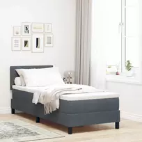 Kiemas lova su čiužiniu Tamsiai pilka 80 x 200 cm Aksomas