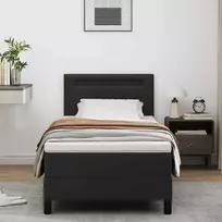 Kiemas lova su čiužiniu Juoda 90 x 190 cm Dirbtinė oda