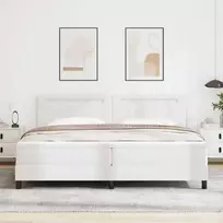 Kiemas lova su čiužiniu su LED Balta 200 x 200 cm Dirbtinė oda
