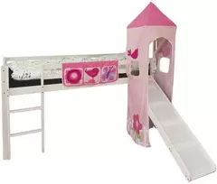 Homestyle4U Dviaukštė lova, 207.5x228x219.5 cm, rožinė