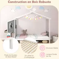Promotions Lova, medinė platforminė lova su stalu ir stalčiais, 253x102x193 cm, balta ir pilka