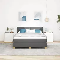 Kiemas lova su čiužiniu Tamsiai pilka 200 x 140 cm audinys