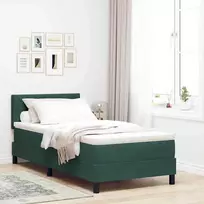 LED Čiužinio Lova su čiužiniu Tamsiai žalia 90 x 190 cm Aksomas