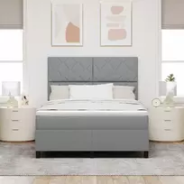Kiemas lova su čiužiniu Šviesiai pilka 160 x 200 cm audinys