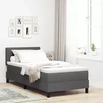 Kiemas lova su čiužiniu Tamsiai pilka 90 x 200 cm audinys