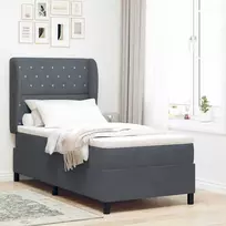 Kiemas lova su čiužiniu Tamsiai pilka 200 x 90 cm Aksomas