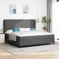 Kiemas lova su čiužiniu Tamsiai pilka 200 x 200 cm audinys