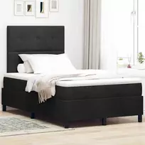 LED Čiužinio Lova su čiužiniu Juodas 120 x 200 cm Aksomas