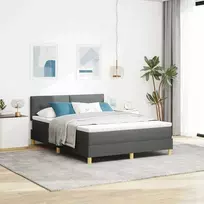 LED Čiužinio Lova su pagalve Tamsiai pilka 140 x 190 cm audinys