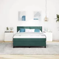 LED Čiužinio Lova su LED Tamsiai žalia 140 x 190 cm Aksomas