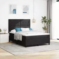 LED Čiužinio Lova su čiužiniu Juodas 140 x 190 cm Aksomas