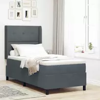 Kiemas lova su čiužiniu Tamsiai pilka 80 x 200 cm Aksomas