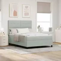 LED Čiužinio Lova Šviesiai pilka 160 x 200 cm Aksomas