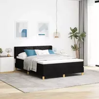Kiemas lova su galvūgalio Juoda 200 x 160 cm audinys