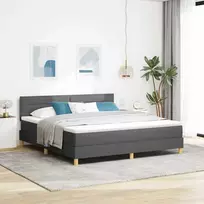 Kiemas lova su pagalve Tamsiai pilka 180 x 200 cm audinys