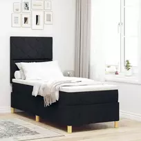LED Čiužinio Lova su galvūgalio Juoda 80 x 200 cm audinys