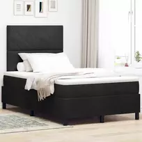 LED Čiužinio Lova su čiužiniu Juodas 120 x 200 cm Aksomas