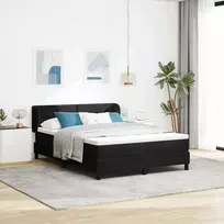 Kiemas lova su galvūgalio Juoda 140 x 200 cm Aksomas