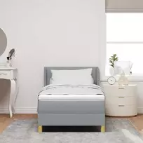 Kiemas lova su čiužiniu Šviesiai pilka 200 x 90 cm audinys