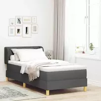 Kiemas lova su čiužiniu Tamsiai pilka 90 x 200 cm audinys