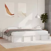 Lova Lovos rėmas Balta 180 x 200 cm Kietos pušies mediena
