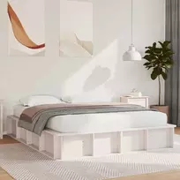Lova Lovos rėmas Balta 160 x 200 cm Kietos pušies mediena