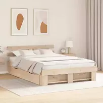 Lova Lovos rėmas su stalčių Ruda 150 x 200 cm Kietos pušies mediena