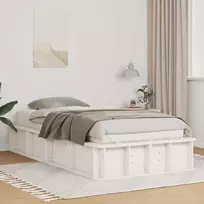 Lova Lovos rėmas Balta 90 x 190 cm Kietos pušies mediena