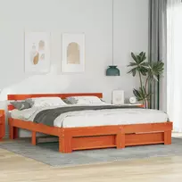 Lova Lovos rėmas Ruda 200 x 200 cm Kietos pušies mediena