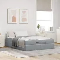 Lova Lovos rėmas su čiužiniu 2 pcs Šviesiai pilka audinys