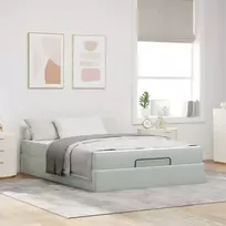 Lova Lovos rėmas su čiužiniu 2 pcs Šviesiai pilka Aksomas