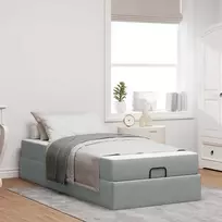 Lova Lovos rėmas su čiužiniu 2 pcs Šviesiai pilka audinys