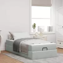 Lova Lovos rėmas su čiužiniu 2 pcs Šviesiai pilka Aksomas
