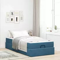 Lova Lovos rėmas su čiužiniu 2 pcs Mėlyna Aksomas