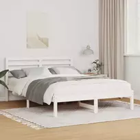 Lova Lovos rėmas Balta 140 x 190 cm Kietos pušies mediena