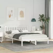 Lova Lovos rėmas Balta 140 x 190 cm Kietos pušies mediena