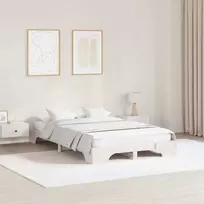 Lova Lovos rėmas Balta 140 x 190 cm Kietos pušies mediena