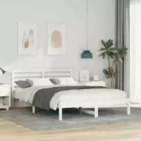 Lova Lovos rėmas Balta 140 x 220 cm Kietos pušies mediena