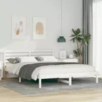 Lova Lovos rėmas Balta 160 x 220 cm Kietos pušies mediena