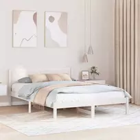 Lova Lovos rėmas Balta 150 x 200 cm Pušies medienos masyvas