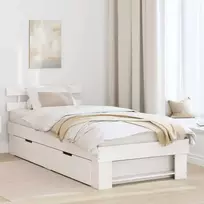 Lova Lovos rėmas su stalčių Balta 80 x 200 cm Kietos pušies mediena