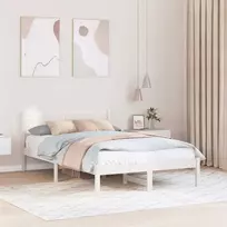 Lova Lovos rėmas Balta 140 x 190 cm Pušies medienos masyvas