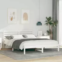 Lova Lovos rėmas Balta 150 x 200 cm Kietos pušies mediena