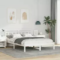 Lova Lovos rėmas Balta 140 x 190 cm Kietos pušies mediena
