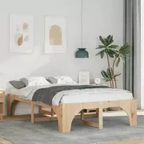 Lova Lovos rėmas Ruda 140 x 190 cm Kietos pušies mediena