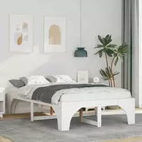 Lova Lovos rėmas Balta 140 x 190 cm Kietos pušies mediena