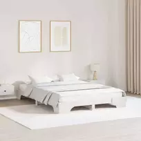 Lova Lovos rėmas Balta 150 x 200 cm Kietos pušies mediena