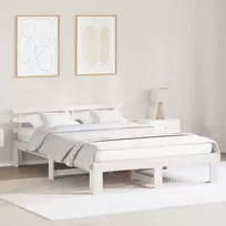 Lova Lovos rėmas Balta 150 x 200 cm Kietos pušies mediena
