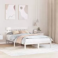 Lova Lovos rėmas Balta 140 x 190 cm Pušies medienos masyvas