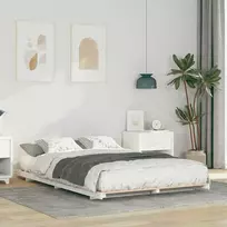 Lova Lovos rėmas Balta 135 x 190 cm Kietos pušies mediena